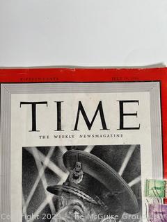 Two (2) Time Magazines Dated 1954 and 1941. Four tickets from Red Sox vs. Reds in March 2002.  Baseball card of Lou Stringer.