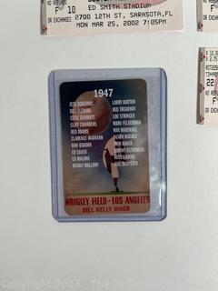 Two (2) Time Magazines Dated 1954 and 1941. Four tickets from Red Sox vs. Reds in March 2002.  Baseball card of Lou Stringer.