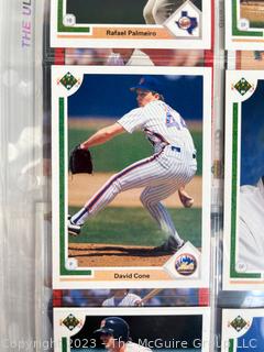 Four (4) Baseball Card Sleeves: Includes David Cone, Paul O'Neill, Don Mattingly, Deion Sanders (Did you know he played baseball?) and more!