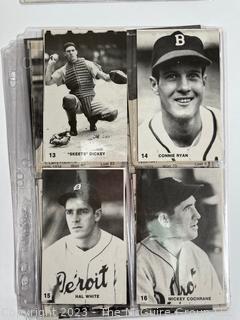 Six (6) Sleeves Of B&W of 1940's Baseball Cards including Connie Ryan, "Skeets" Dickey and Mickey Cochrane