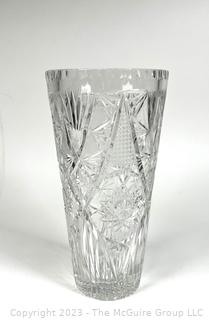 Clear Cut Crystal Glass Vase. 10"T