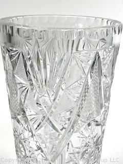 Clear Cut Crystal Glass Vase. 10"T