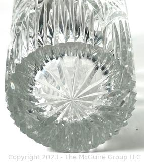 Clear Cut Crystal Glass Vase. 10"T