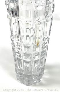 Three (3) Clear Crystal Glass Vases. Tallest is 10"T