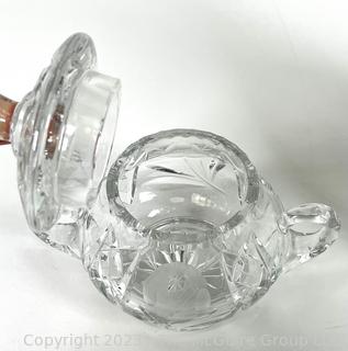 Two (2) Pieces of Cut Clear Crystal Glass Including Decanter and Jar with Lid. 