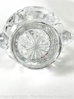 Two (2) Pieces of Cut Clear Crystal Glass Including Decanter and Jar with Lid. 