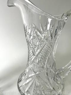 Two (2)  Cut Clear Crystal Glass Pitchers. 