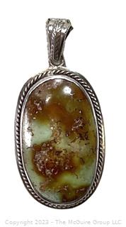 Polish Agate Stone Pendant in Sterling Silver Surround. 