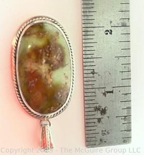 Polish Agate Stone Pendant in Sterling Silver Surround. 