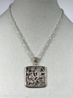 Sterling Silver Pendant of Dancing Couple with Chain 