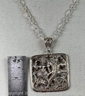 Sterling Silver Pendant of Dancing Couple with Chain 