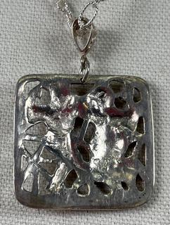 Sterling Silver Pendant of Dancing Couple with Chain 