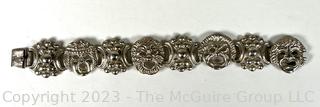 Vintage Sterling Silver Italian Mascaron Mask Bracelet 