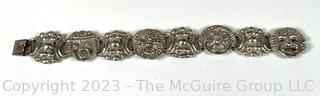 Vintage Sterling Silver Italian Mascaron Mask Bracelet 