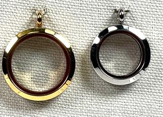 Two (2) Double Faced Gold and Silver Tone Lockets with Crystal Face and Magnetic Closure