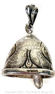 Sterling Silver Hindu Ganesh Bell Pendant with Elephant Design