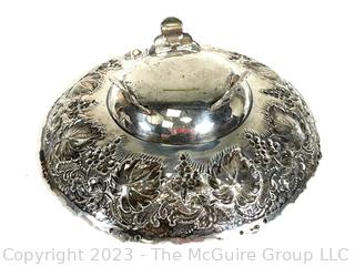 Sterling Silver Repousse Footed Bowl.  305g.