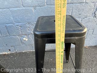 Set of Four (4) Black Metal Industrial Bar Stools. 11.5 x 30.5"