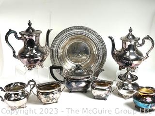 Group of Silver Plated Serving Ware, Various Makers.