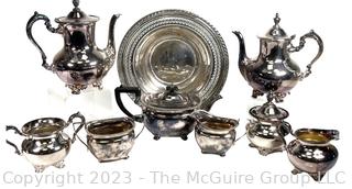 Group of Silver Plated Serving Ware, Various Makers.