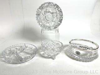 Four (4) Clear Cut Crystal Bowls