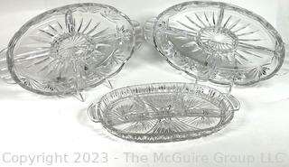 Three (3) Divided Glass Serving Dishes