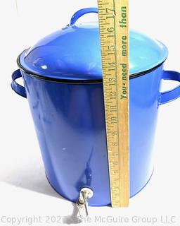 Blue Metal Enamel Drink Dispenser by Eddie Bauer. 13"T