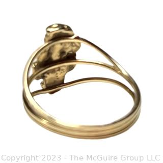 14KT Yellow Gold Banded Ring with Mounted Pre Columbian Shaped Figure.  3.7 grams.