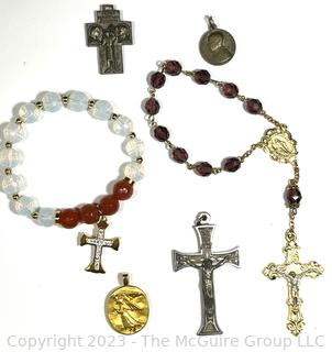 Collection of Religious Medals and Rosaries. 