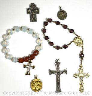 Collection of Religious Medals and Rosaries. 