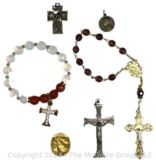 Collection of Religious Medals and Rosaries. 