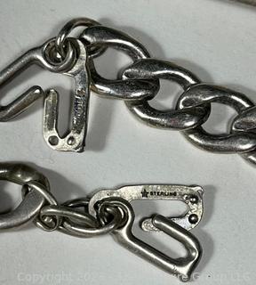 Two (2) Sterling Silver Men's ID Bracelets, Links Broken. 83 grams