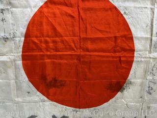 Silk WWII Yosegaki Good Luck Japanese Flag.  27.5 x 38.