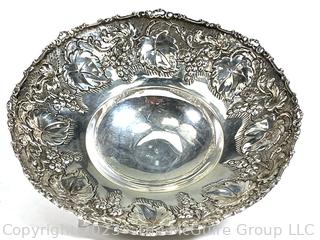 Sterling Silver Repousse Footed Bowl.  305g.