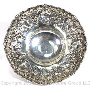 Sterling Silver Repousse Footed Bowl.  305g.