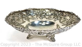 Sterling Silver Repousse Footed Bowl.  305g.