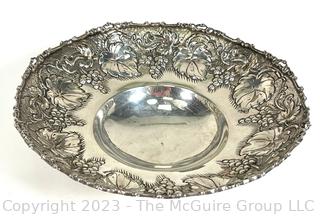 Sterling Silver Repousse Footed Bowl.  305g.