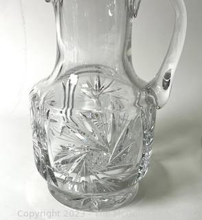 Two (2)  Cut Clear Crystal Glass Pitchers. 