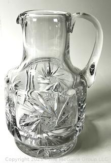 Two (2)  Cut Clear Crystal Glass Pitchers. 