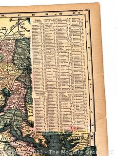 Circa 1900 Map from Geography Book Virginia and West Virginia with Reverse of Ohio and Indiana.  14" x 22"