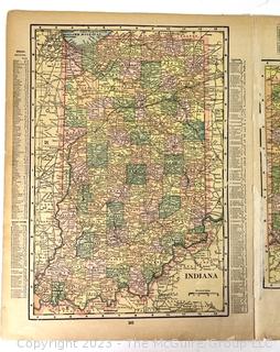 Circa 1900 Map from Geography Book Virginia and West Virginia with Reverse of Ohio and Indiana.  14" x 22"