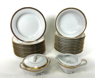 Set of Noritake Richmond Porcelain China Serving Ware.  12 salad plates 8 1/4" diameter, 12 bowls 7 14" in diameter