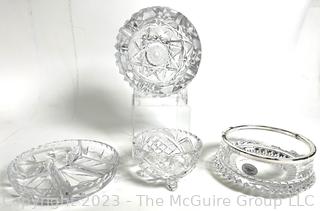 Four (4) Clear Cut Crystal Bowls