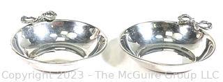 Two (2) Silver Plate Trinket Dishes with Bow Handle. 4/24 12:50 pm Description changed.  