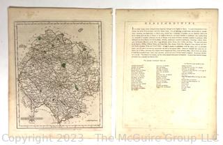 Herefordshire County Map, Great Britain Taken From the "Cary's New & Correct English Atlas", Published by John Cary, London (1787). Hand colored engraving by copperplate  10 x 12.5"