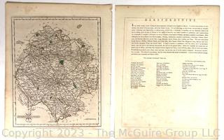 Herefordshire County Map, Great Britain Taken From the "Cary's New & Correct English Atlas", Published by John Cary, London (1787). Hand colored engraving by copperplate  10 x 12.5"