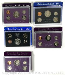 (2) United States Proof Sets 1970, 1983. United States Proof Set (2) 1986. United States Mint Proof Set 1988