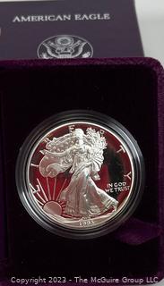 Three 1 OZ 99.9% silver "American Eagle" proof coins in presentation boxes (1993)