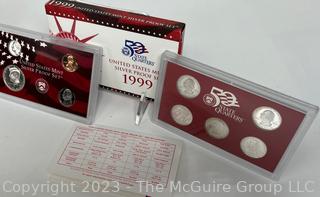 1977 United States Proof Set; 1981 United States Proof Set; 1999 United States Mint Silver Proof Set 