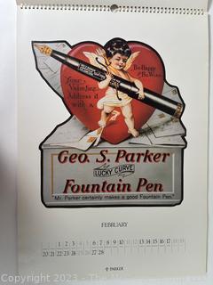 Parker Pen Promotional Calendar 1995 by Anon in Mailing Folder. 23" tall 